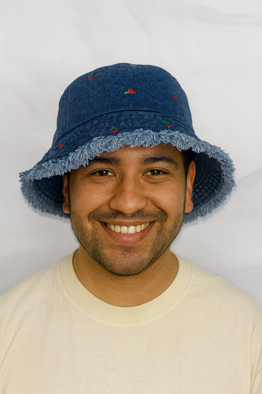 Bucket Hat – Cherry frayed Hem
