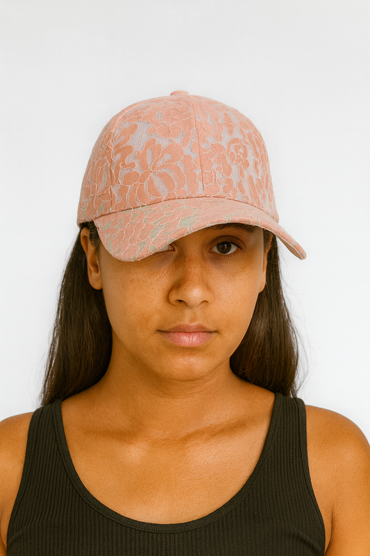 Cap - Lace Overlay - Pink Floral