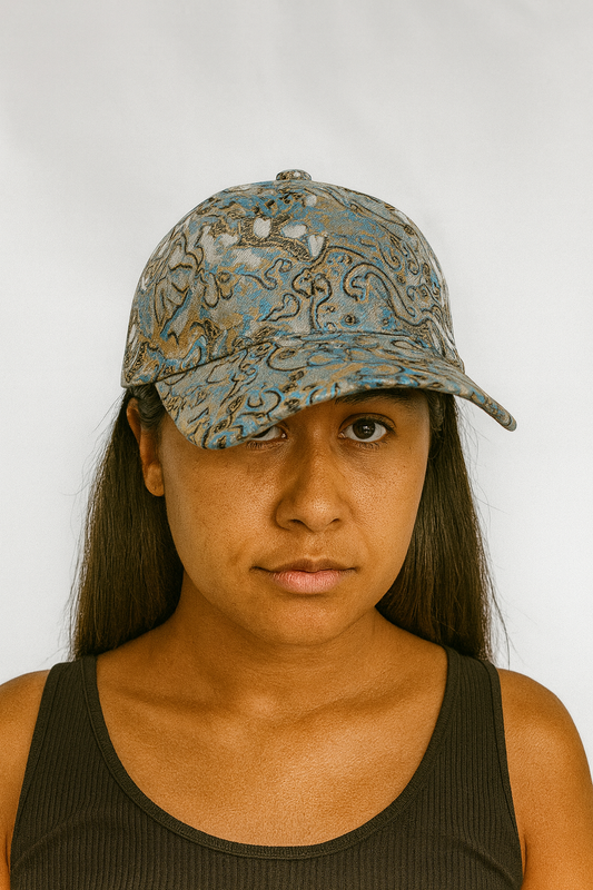 Cap - Baroque Pattern - Gold/Blue
