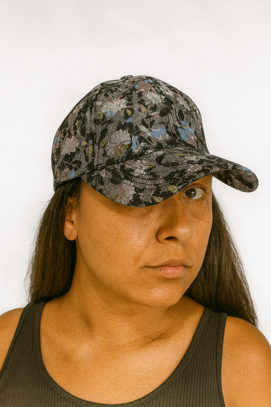 Cap - Woven Floral - Beige/Blue
