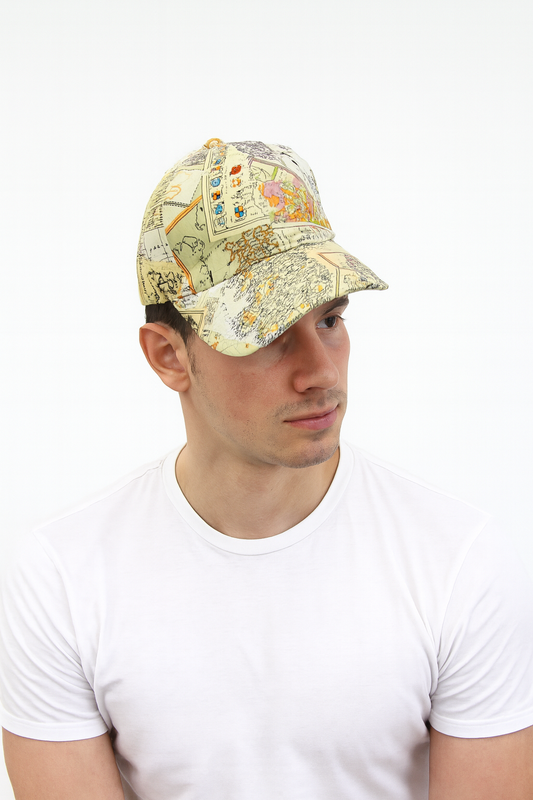 Cap - Map Print - Beige/Multi