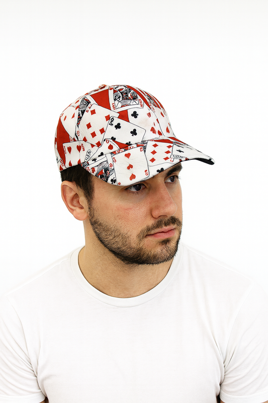 Cap - Playing Cards Print - Red/White