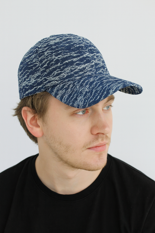 Cap - Wave Pattern - Navy/White